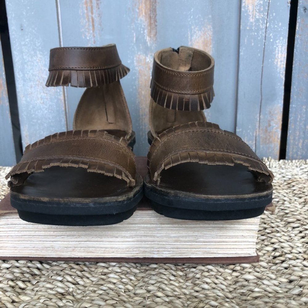 Fly London Mexu Leather Ankle Fringe Sandal Sz 36, US 5.5 - 6 - Picture 6 of 15